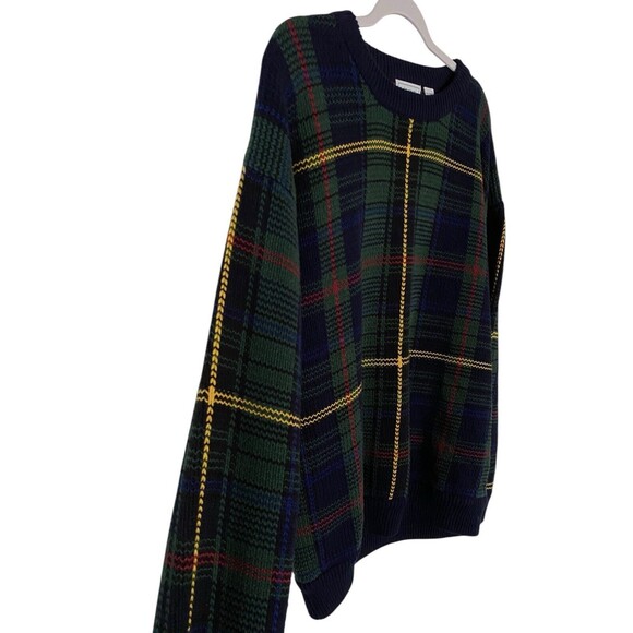 Vtg IZOD Blue Green Pullover Sweater Casual Work Golf 46" Chest - Picture 4 of 8